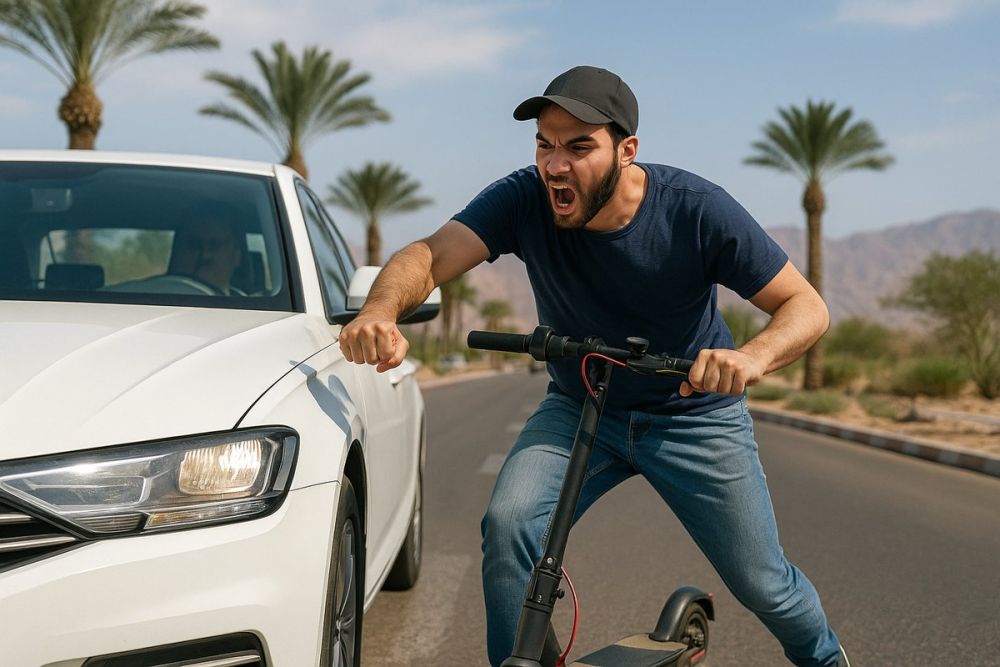 האלימות בכבישים: רוכב קורקינט באילת תקף נהג ואיים לרצוח אותו