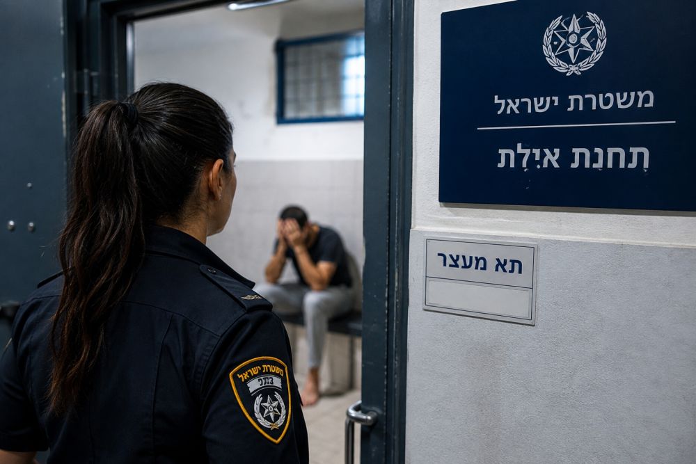 נעצר בחשד לתקיפת בת זוג באילת, ובתחנה חשף את עצמו בפני שוטרת