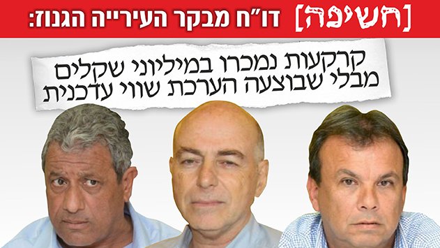 דו''ח מבקר העירייה הגנוז:  קרקעות נמכרו במיליוני שקלים  מבלי שבוצעה הערכת שווי עדכנית