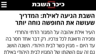 מגזין ’השבת באילת’  בהכרה ארצית